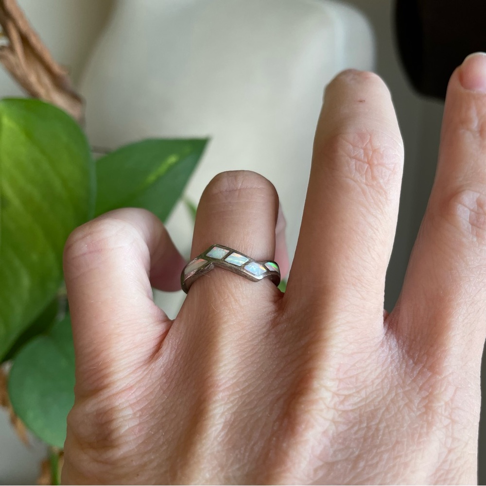 Size 7 Opal Sterling Silver Ring